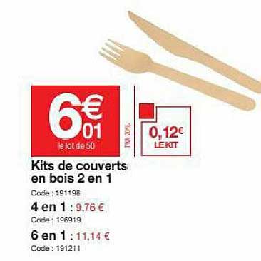 kits de couverts en bois 2en1