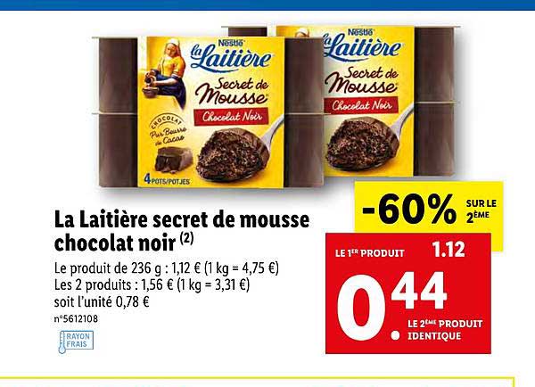La Laitière Secret De Mousse Chocolat Noir Nestlé
