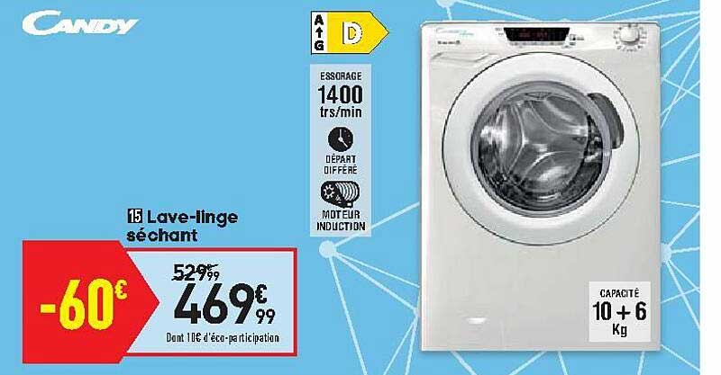 lave-linge séchant candy