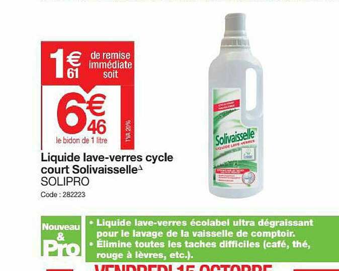 liquide lave-verres cycle court solivaisselle solipro