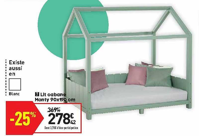 lit cabane monty 90x190 cm
