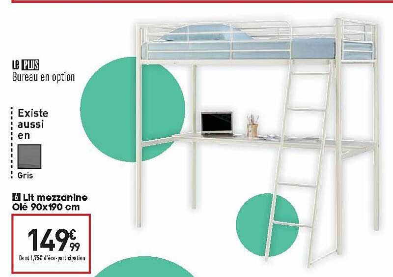 lit mezzanine olé 90x190 cm