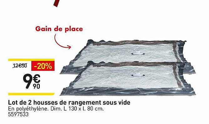 lot de 2 housses de rangement sous vide
