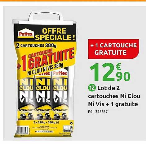 lot de cartouches ni clou ni vis + 1 gratuite