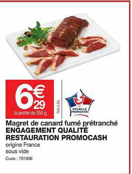 magret de canard fumé prétranché engagement qualité restauration promocash