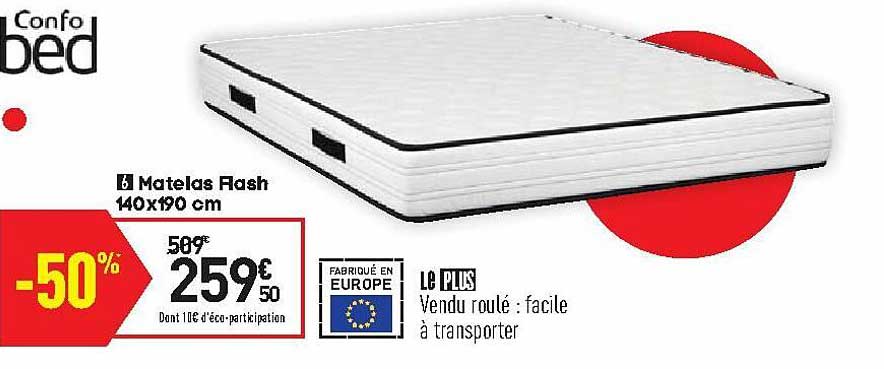 matelas flash 140x190 cm confo bed