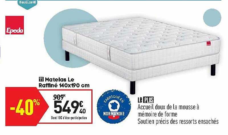 matelas le raffiné 140x190 cm epeda