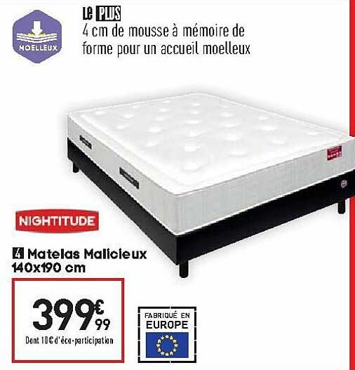 matelas malicieux 140x190 cm nightitude