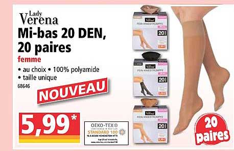 mi-bas 20 den, 20 paires lady verena