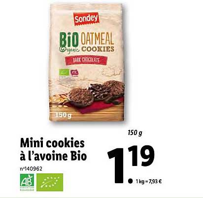 mini cookies à l'avoine bio