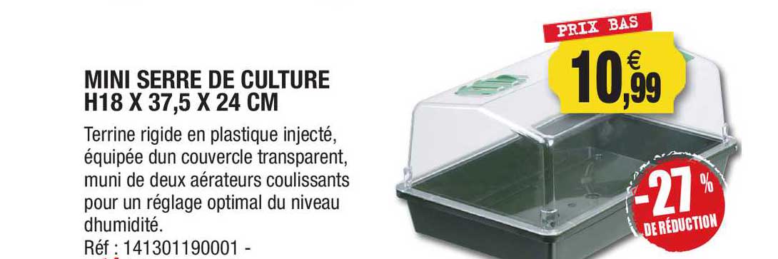 mini serre de culture h18 x 37.5 x 24 cm