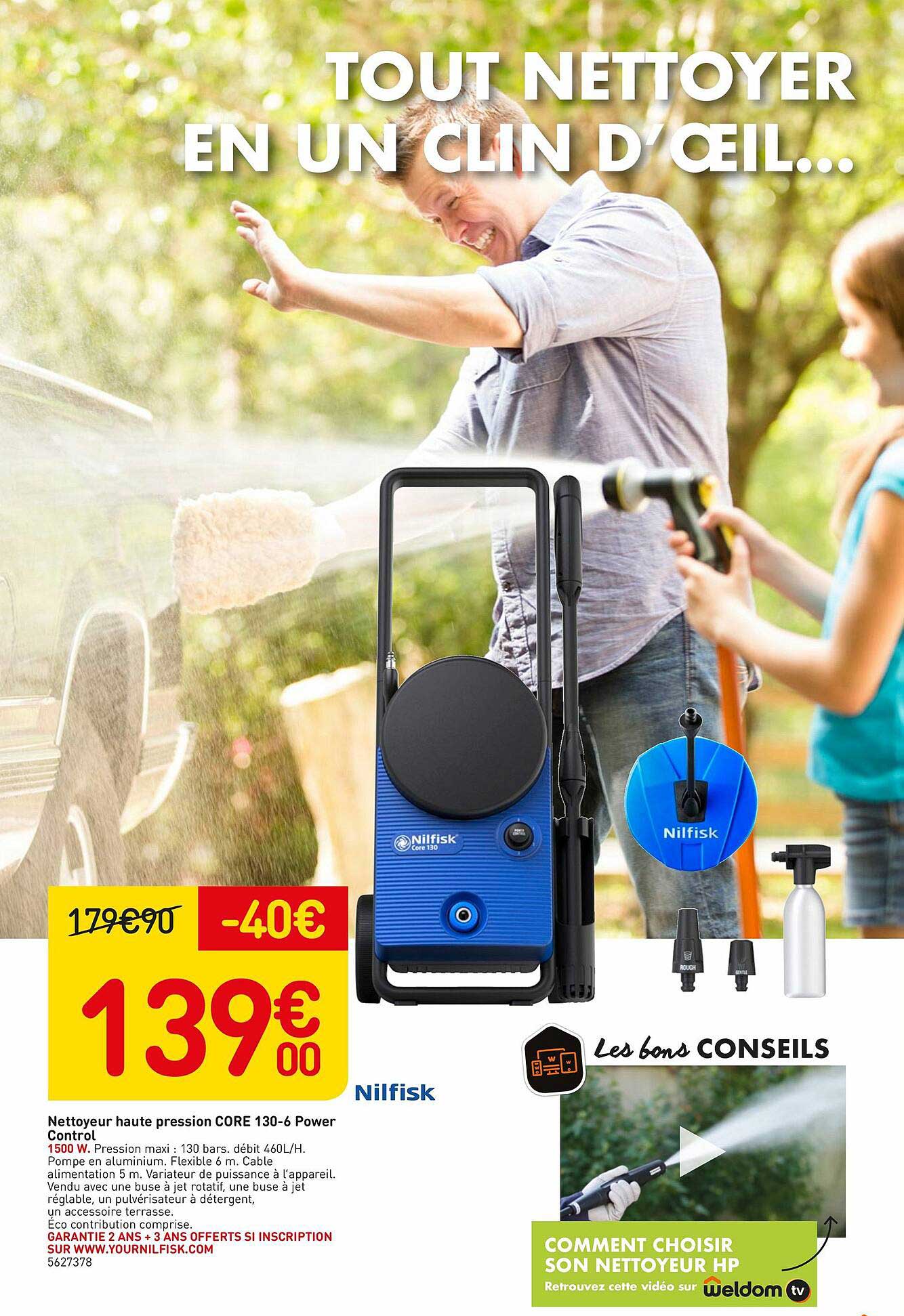 nettoyeur haute pression core 130-6 power control nilfisk