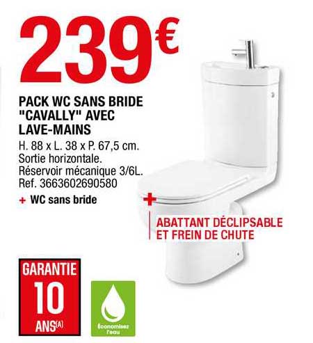 pack wc sans bride "cavally" avec lave-mains