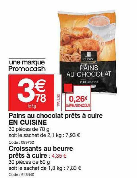 pains au chocolat prêts à cuire en cuisine