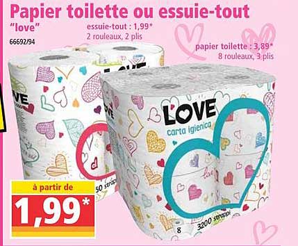 papier toilette ou essuie-tout "love"