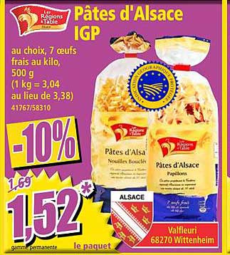 Pâtes D'alsace Igp Les Régions à Table