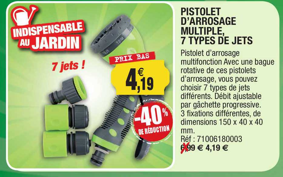pistolet d'arrosage multiple 7 types de jets