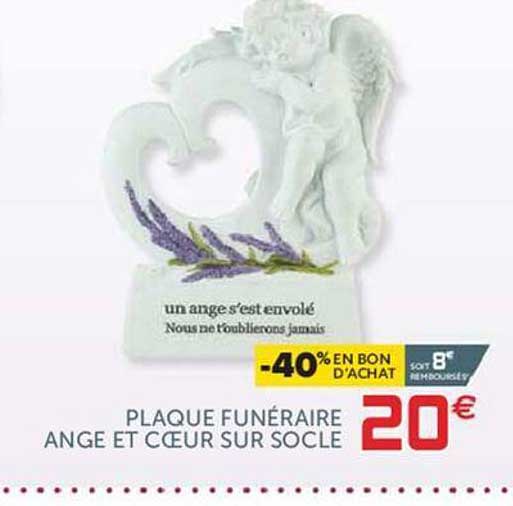 Plaque Funéraire Ange Et Cœur Sur Socle