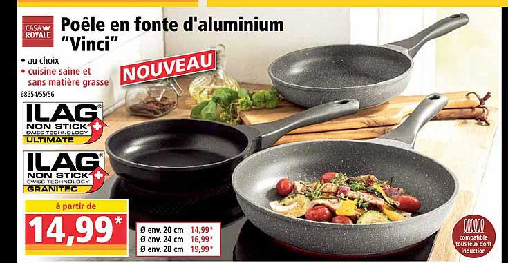 poêle en fonte d'aluminium "vinci" casa royale