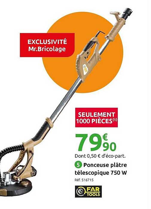 ponceuse plâtre télescopique 750 w far tools