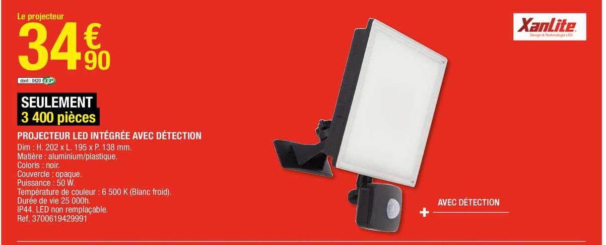 projecteur led intégrée avec détection xanlite