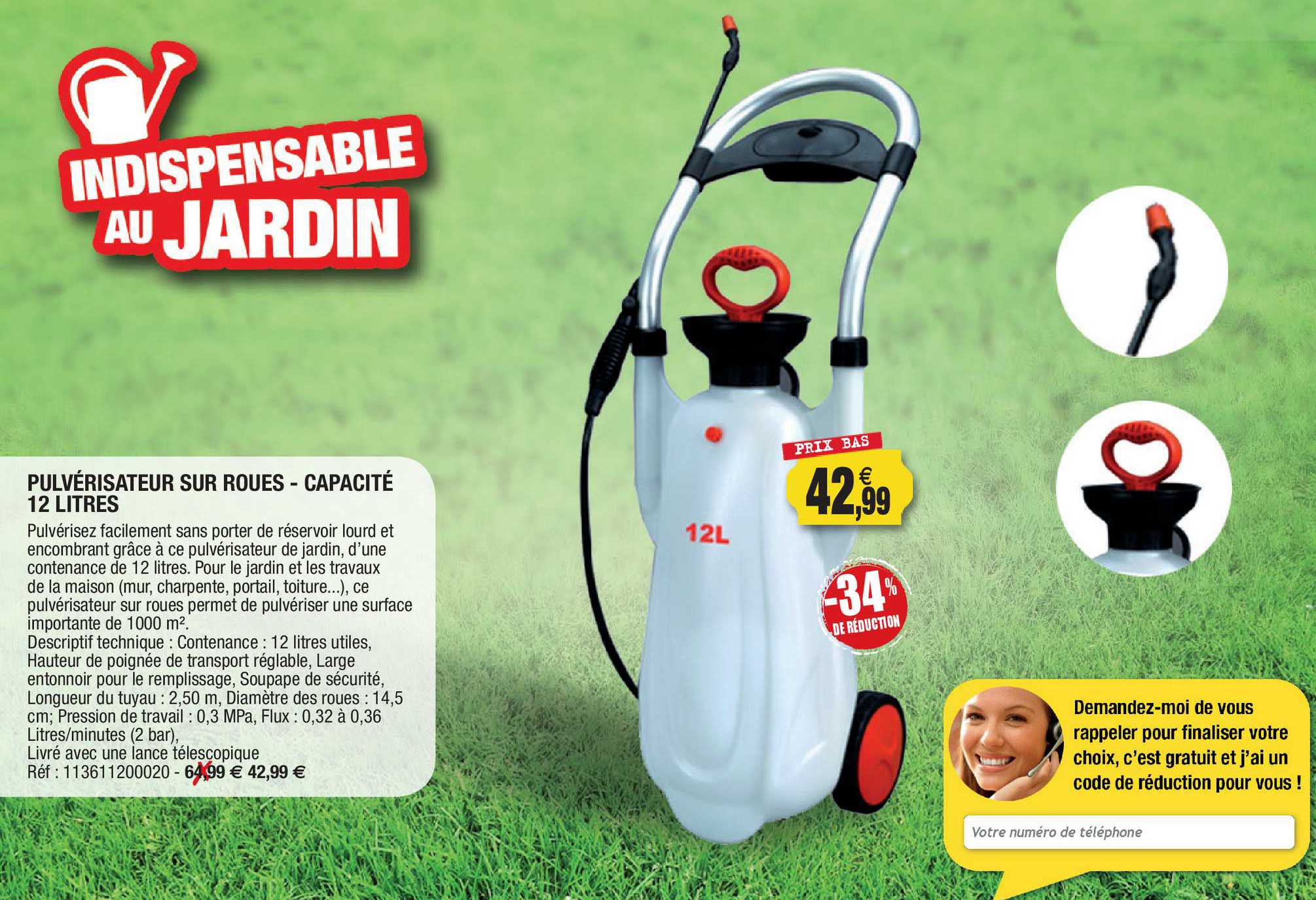 pulvérisateur sur roues - capacité 12 litres