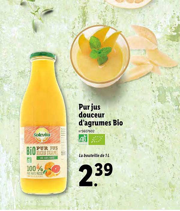 Pur Jus Douceur D'agrumes Bio Solevita