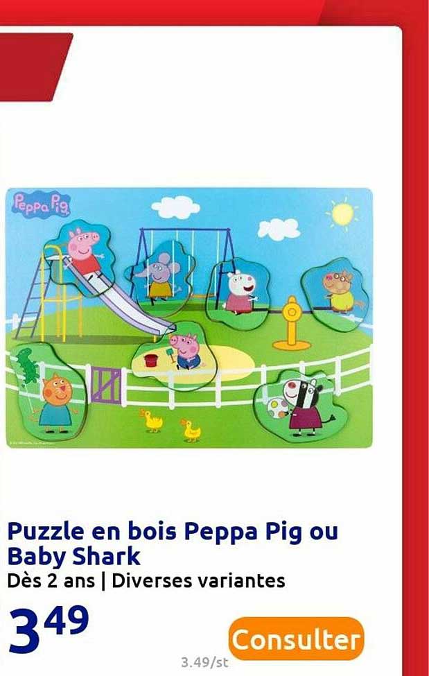 puzzle en bois peppa pig ou baby shark