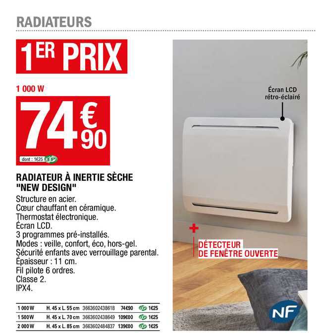 radiateur à inertie sèche "new design"