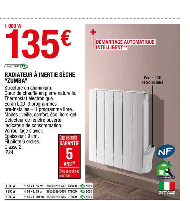 radiateur à inertie sèche "zumba"