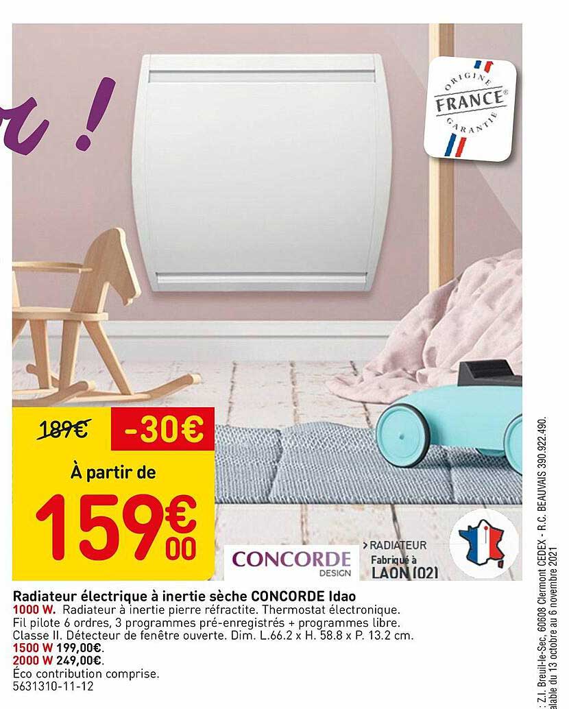 radiateur életrique à inertie sèche concorde idao