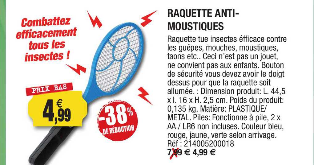 raquette anti-moustiques -38% de réduction