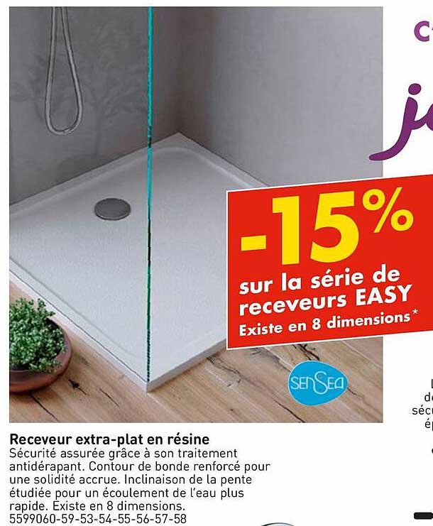 receveur extra-plat en résine