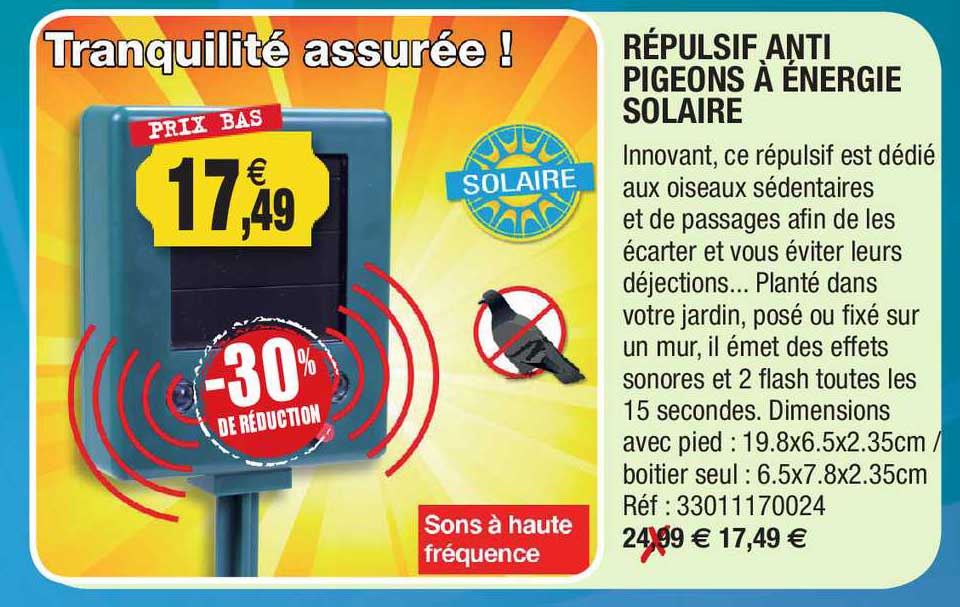 Répulsif Anti Pigeons à énergie Solaire
