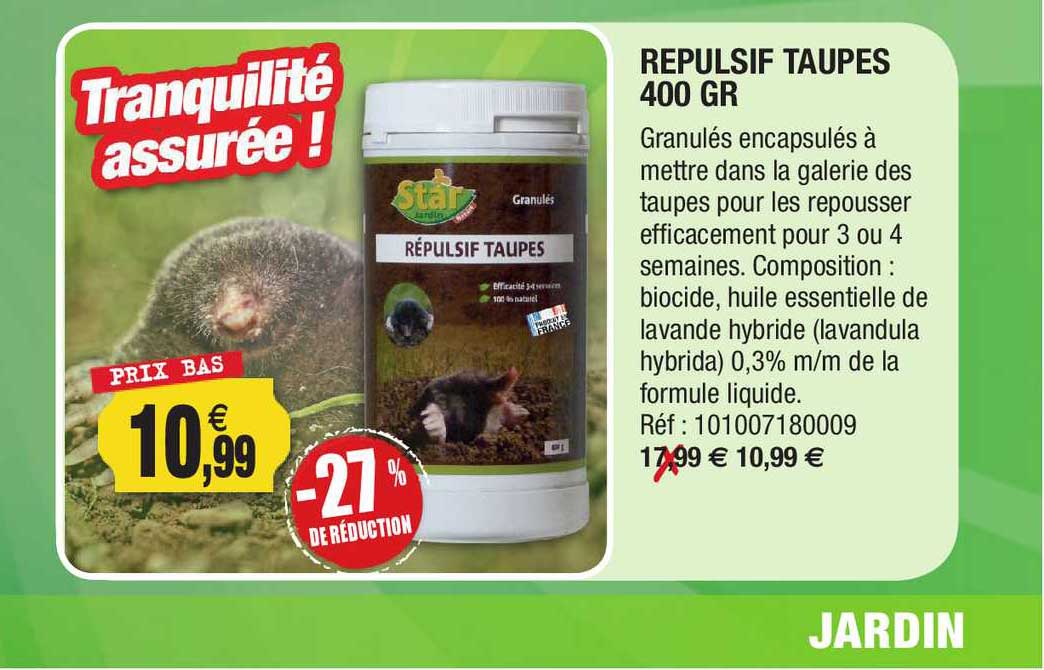 repulsif taupes 400 gr -27% de réduction