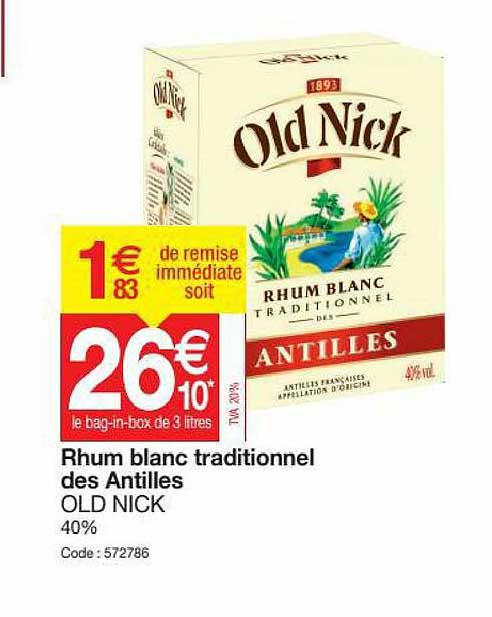 rhum blanc traditionnel des antilles old nick