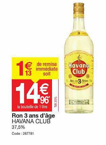 ron 3 ans d'âge havana club