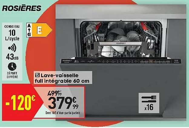 rosières lave-vaisselle full intégrable 60cm