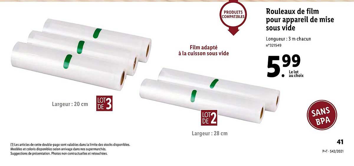 rouleaux de film pour appareil de mise sous vide