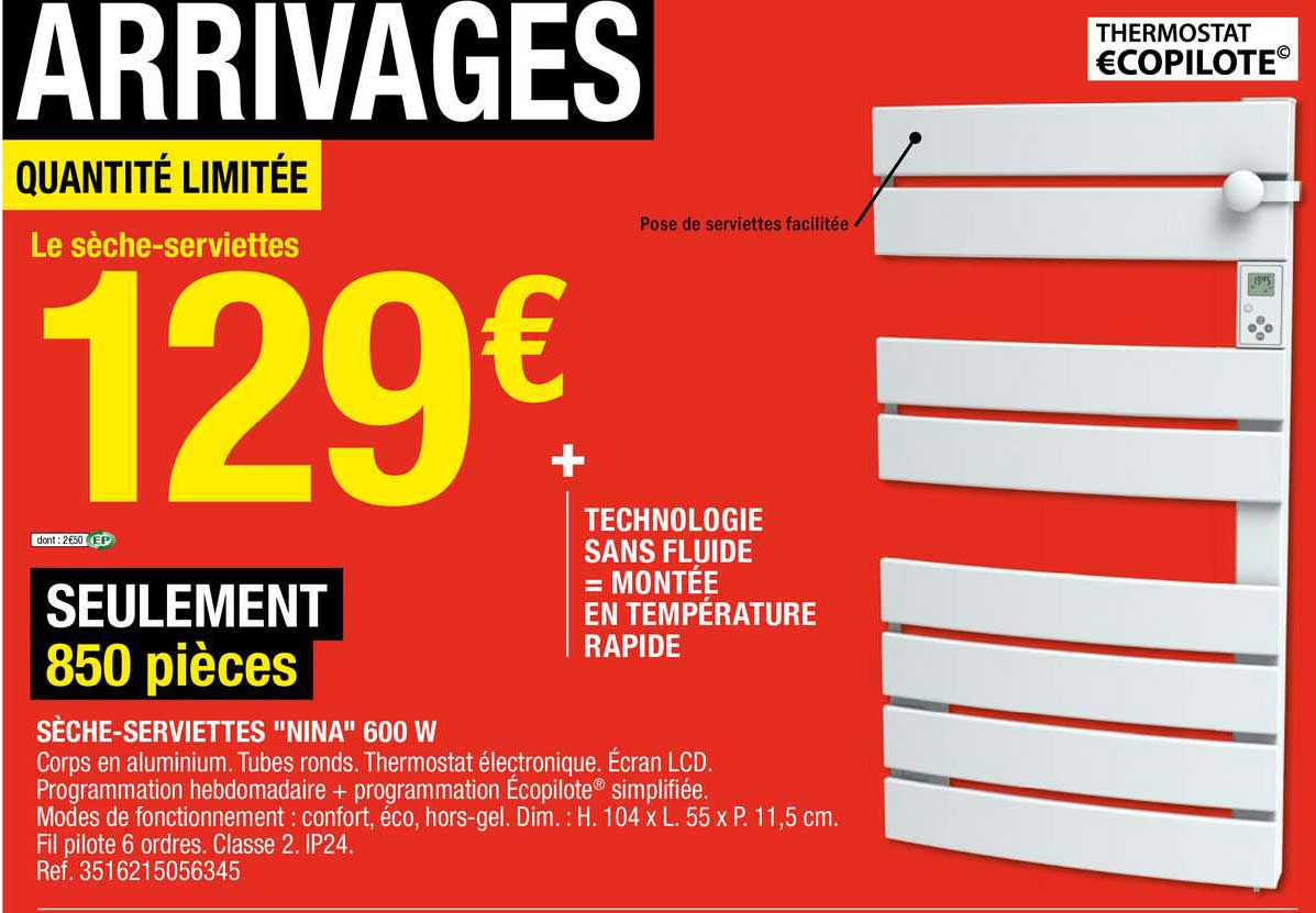 sèche-serviettes "nina" 600 w