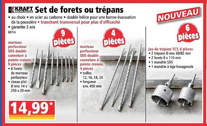 set de forets ou trépans kraft werkzeuge