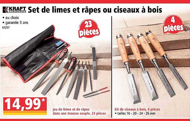 set de limes et râpes ou ciseaux à bois kraft werkzeuge