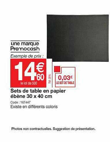 sets de table en papier ébène 30 x 40 cm