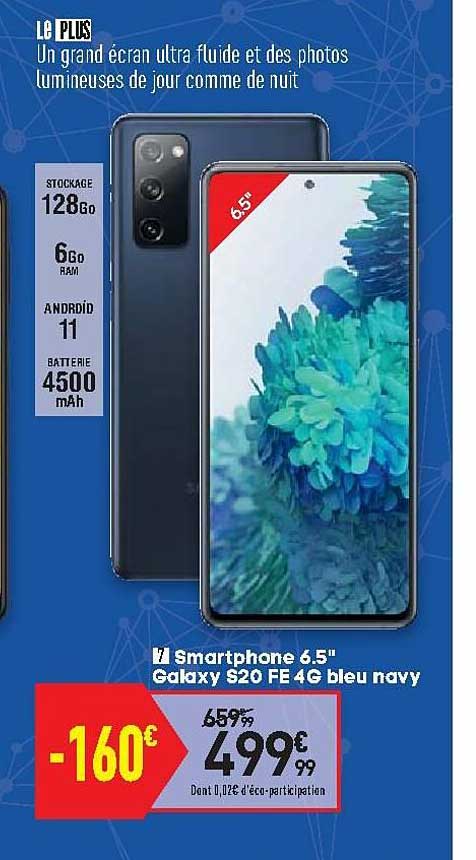 smartphone 6.5 galaxy s20 fe 4g bleu navy