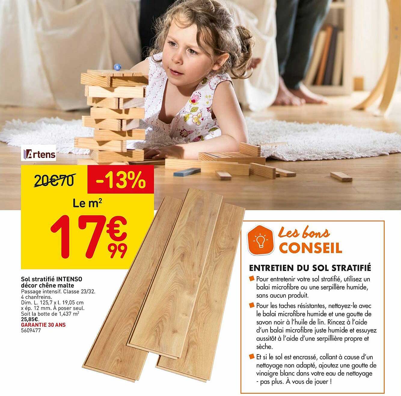 sol stratifié intenso décor chêne malte artens