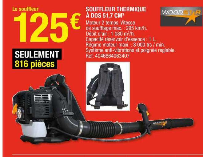 souffleur thermique à dos 51.7 cm3 woodstar