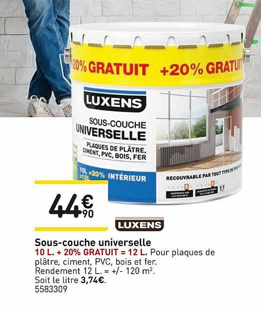 sous-couche universelle 10 l. + 20% gratuit = 12 l. luxens