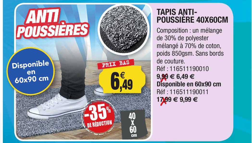 tapis anti-poussière 40x60cm -35% de réduction
