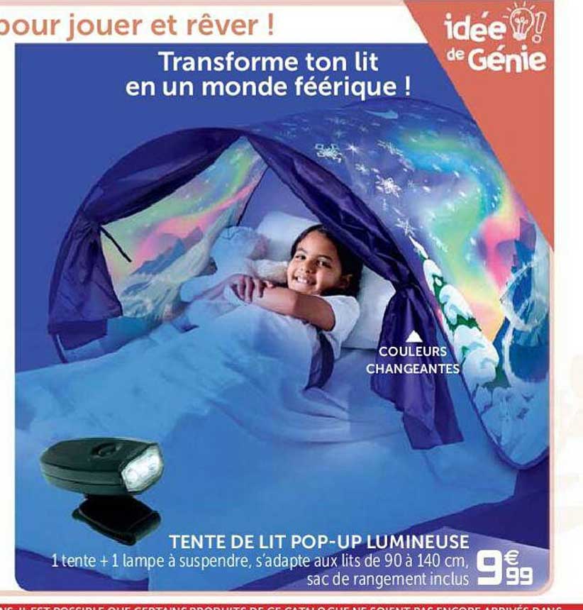 tente de lit pop-up lumineuse