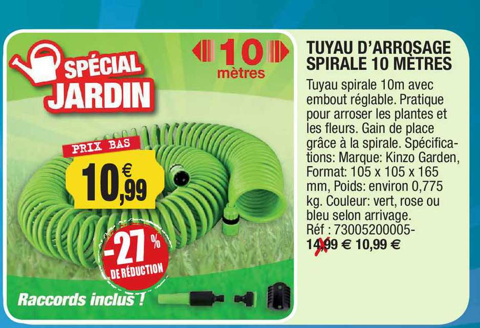 tuyau d'arrosage spirale 10 mètres